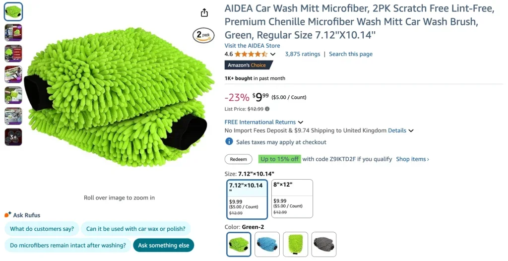 Sarung Tangan Cuci Mobil AIDEA Microfiber (2 Buah)