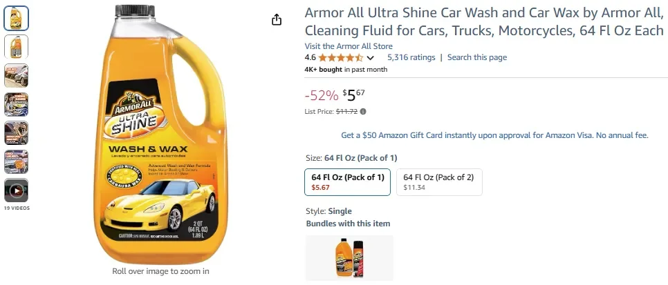 Armor All Ultra Shine Autowaschanlage und Autowachs