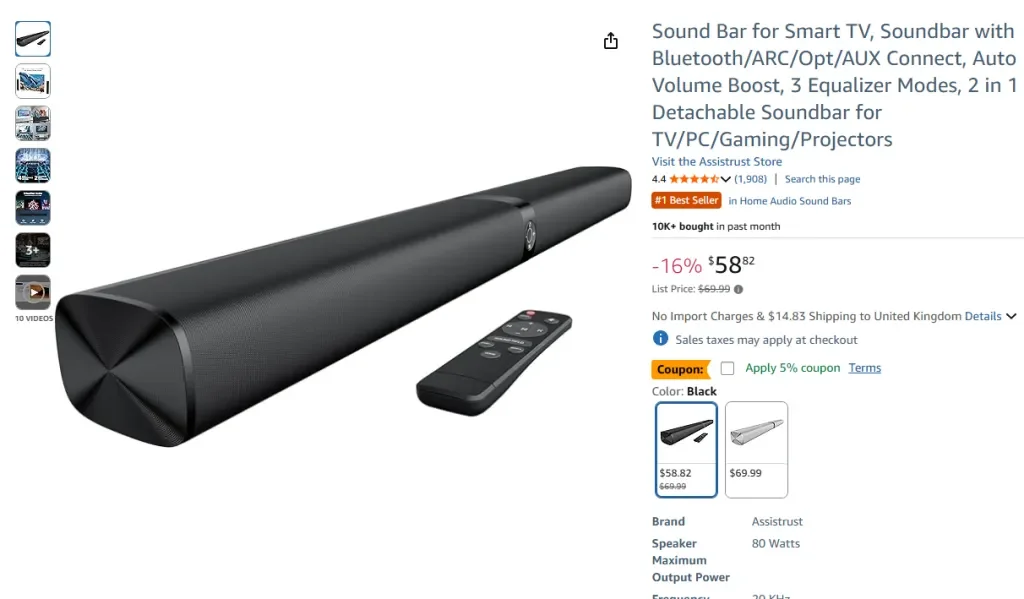 Assistrust Soundbar für Smart TV