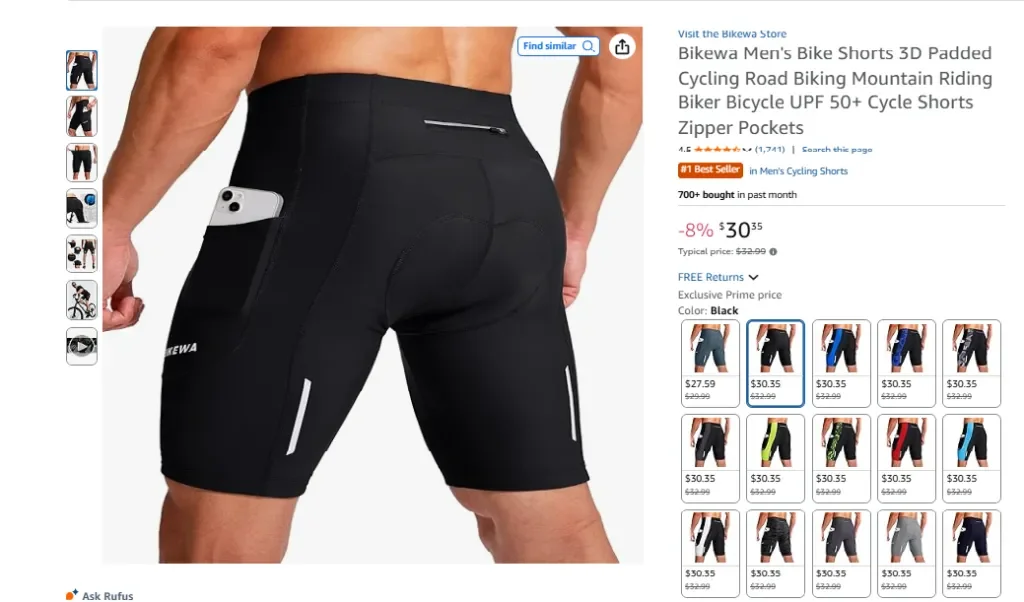 Мужское велотрусы Bikewa с 3D-подкладкой и карманами на молнии