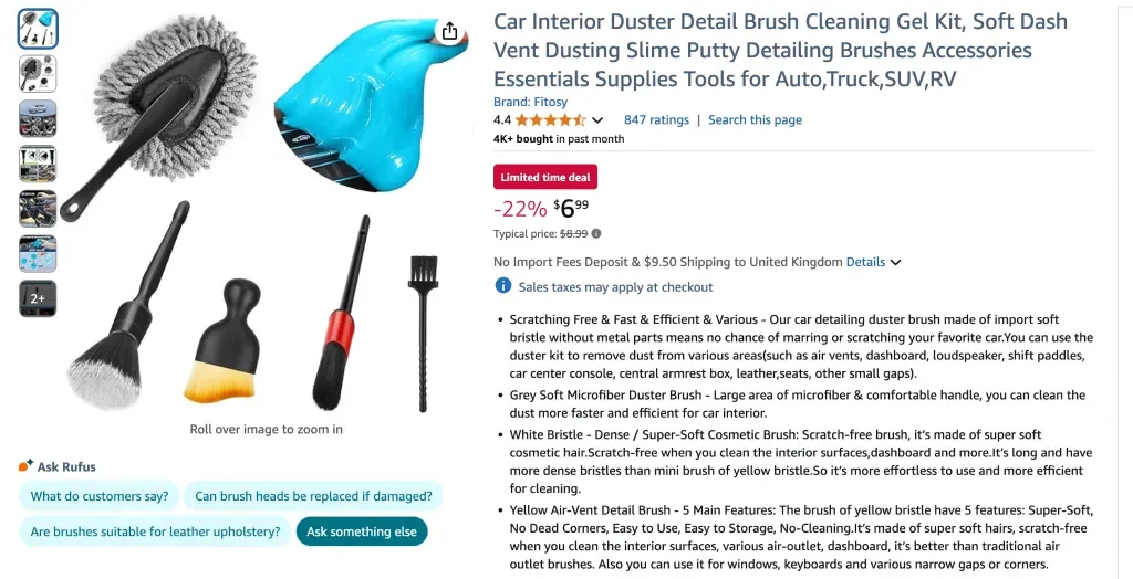 Kit Gel Pembersih Sikat Detail Kemoceng Interior Mobil