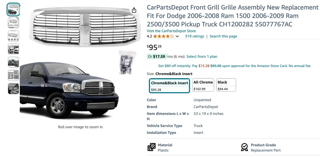 CarPartsDepot Frontgrill-Grillbaugruppe