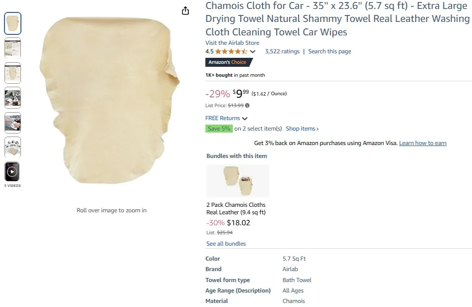 Chamois Cloth for Car