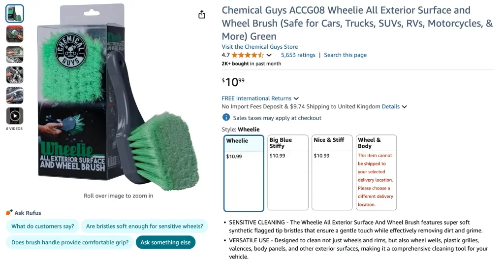 Sikat Permukaan Eksterior Chemical Guys ACCG08 Wheelie All