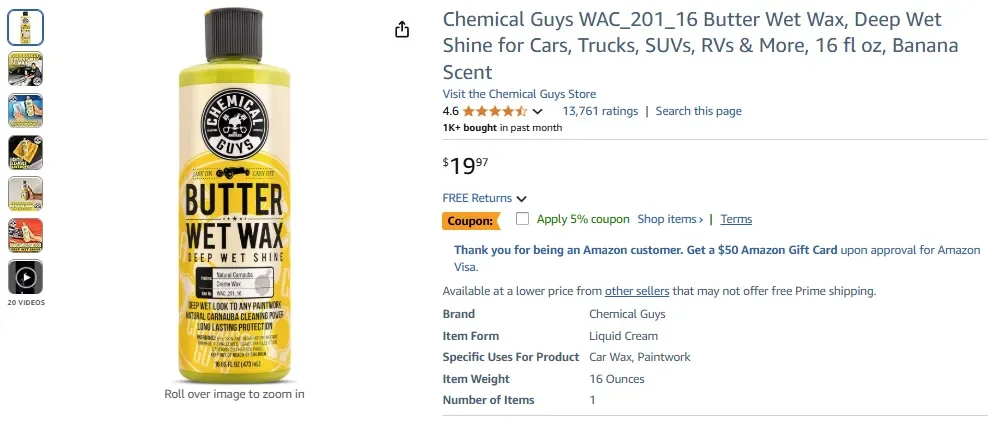 Chemical Guys Butter Nasswachs