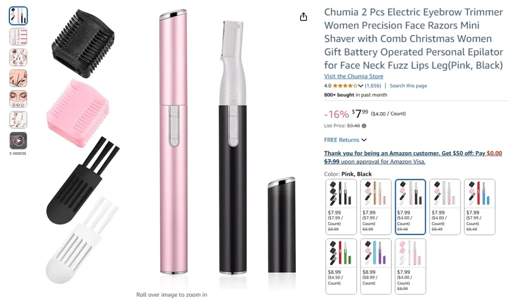 Tondeuse à sourcils électrique Chumia pour femme, lot de 2