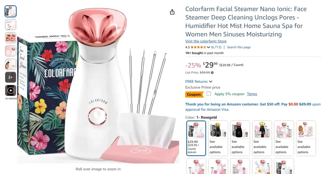 Vaporizador facial iónico nano Colorfarm