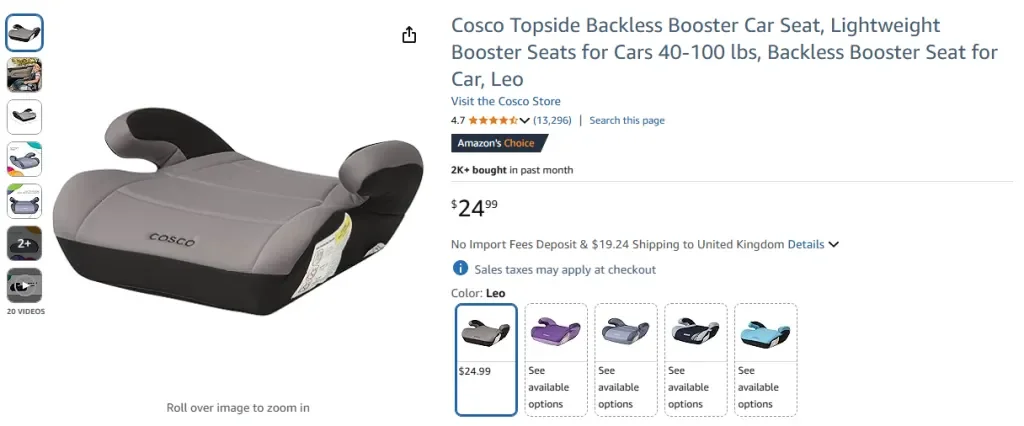 Детское автокресло Cosco Topside Backless