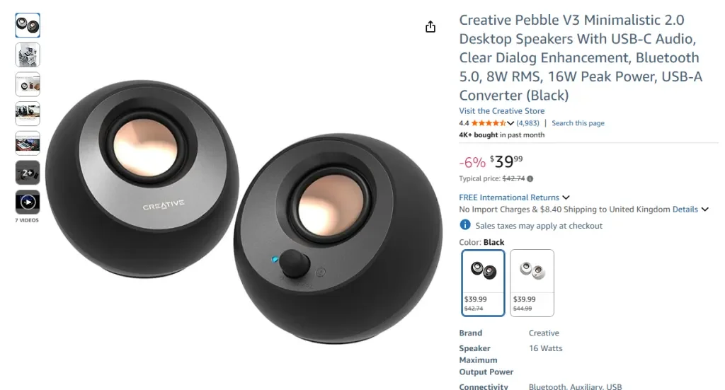 Creative Pebble V3 Minimalistic 2.0 Desktop-Lautsprecher