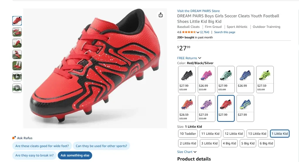 Бутсы для футбола DREAM PAIRS для мальчиков и девочек