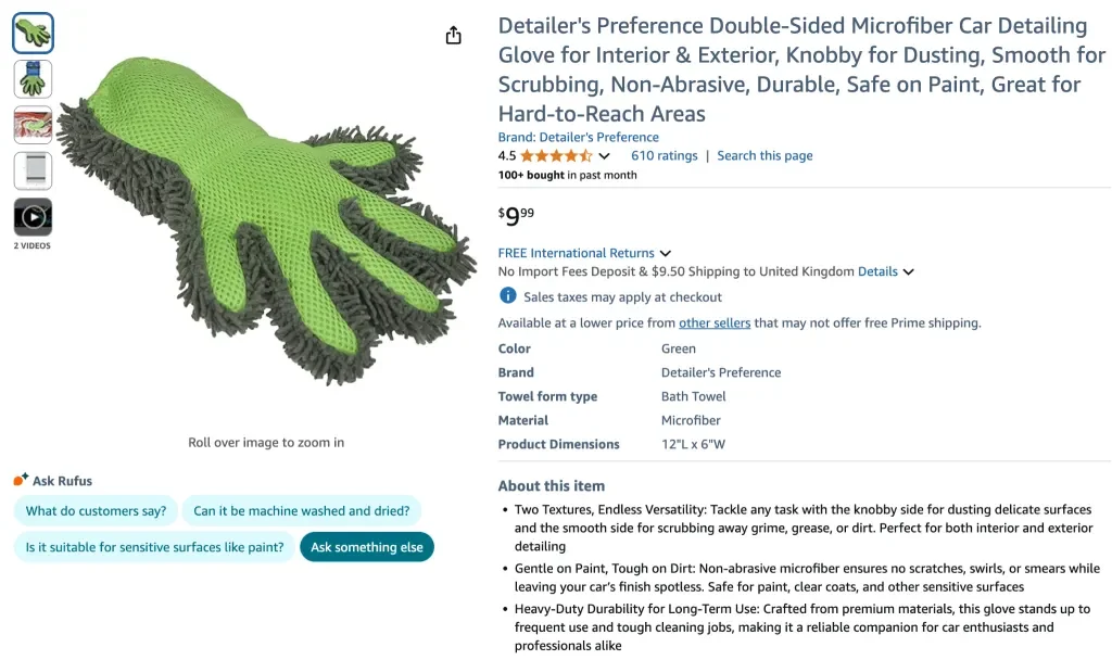 Двусторонняя перчатка для чистки автомобиля Detailer's Preference из микрофибры