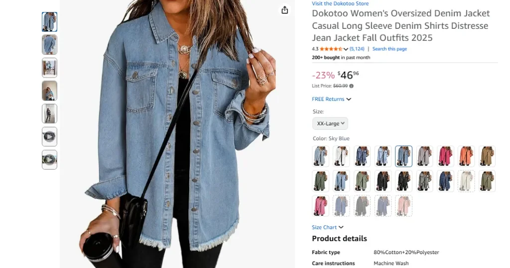 Женская джинсовая куртка Dokotoo свободного кроя