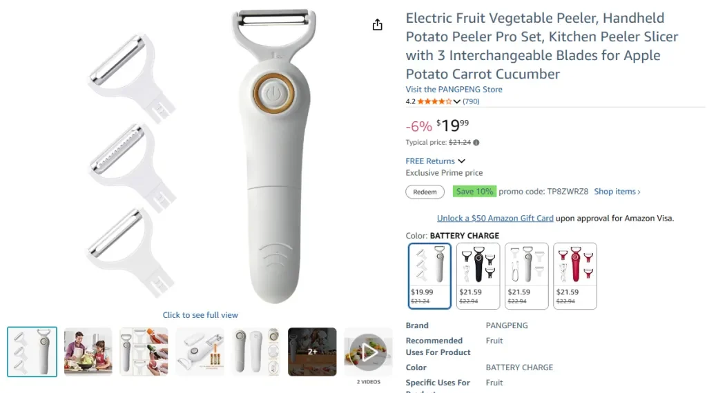 Electric Fruit & Vegetable Peeler – Handheld Model