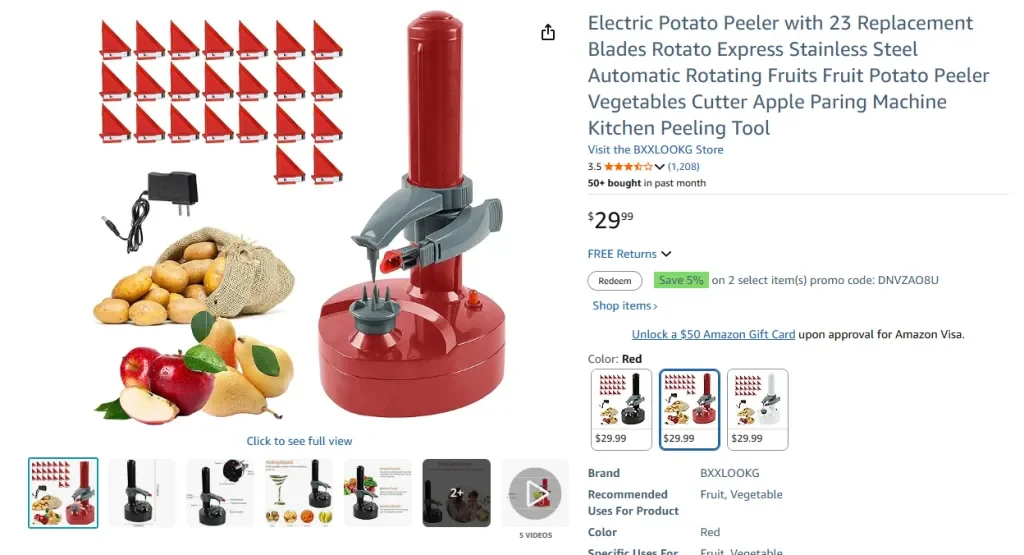 Electric Potato Peeler with 23 Replacement Blades