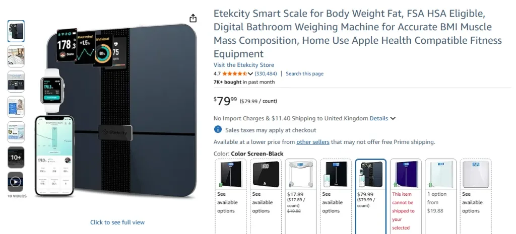 Etekcity Smart Scale für Körpergewicht und Körperfett