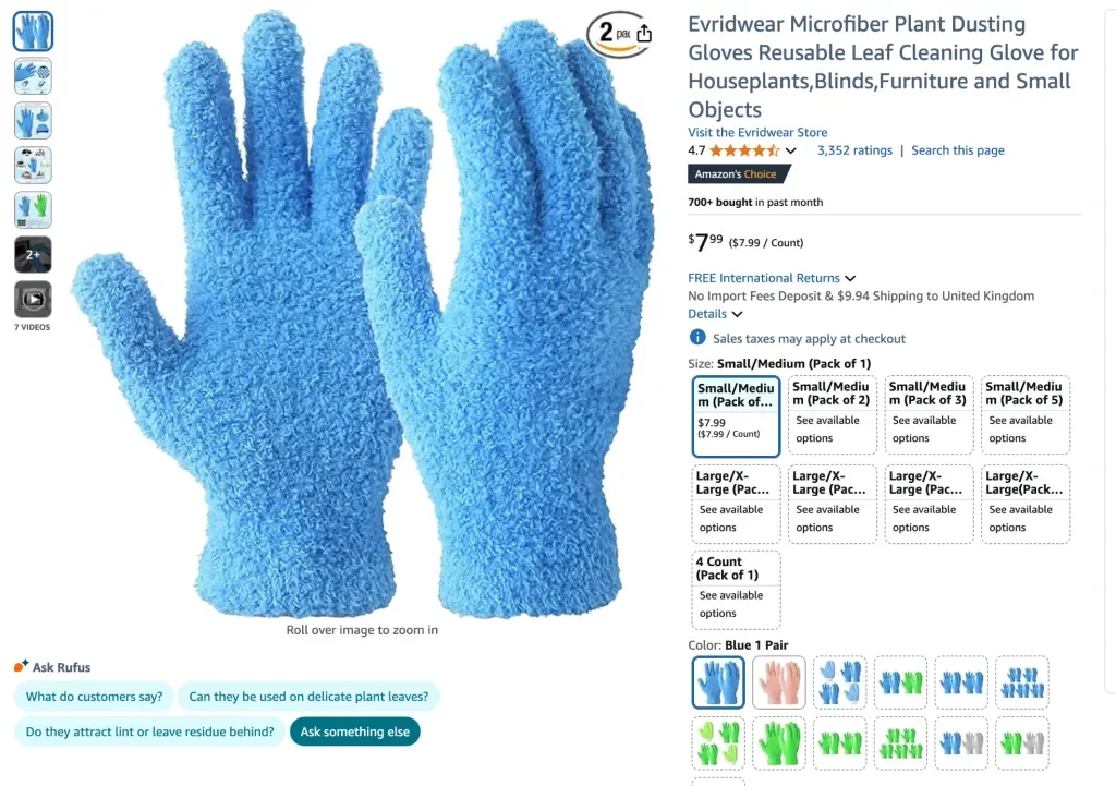 Перчатки для уборки растений Evridwear из микрофибры, многоразовые