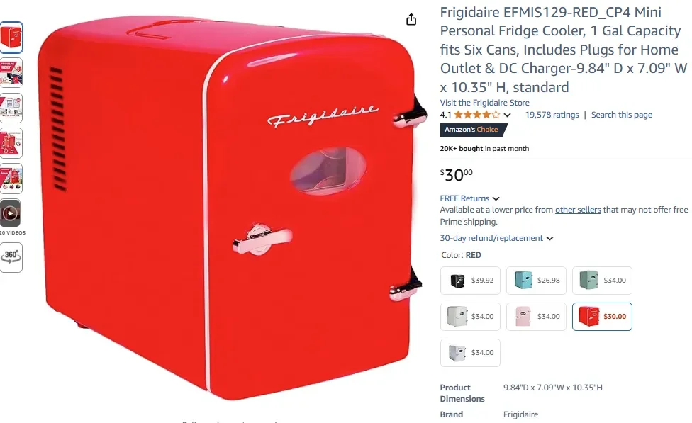 Mini-réfrigérateur personnel Frigidaire EFMIS129-RED_CP4