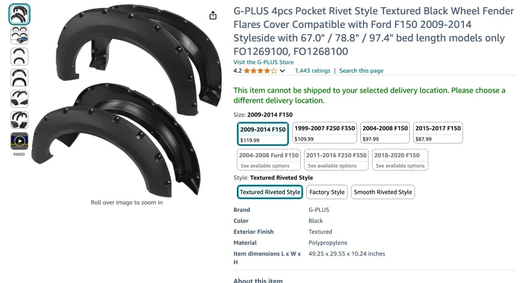 G-PLUS ポケットリベットスタイルフェンダーフレア 4個