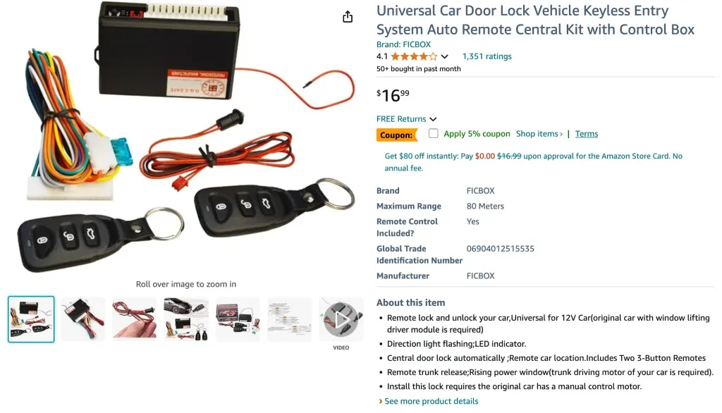 Serrure de porte de voiture universelle Geevorks, lot de 4