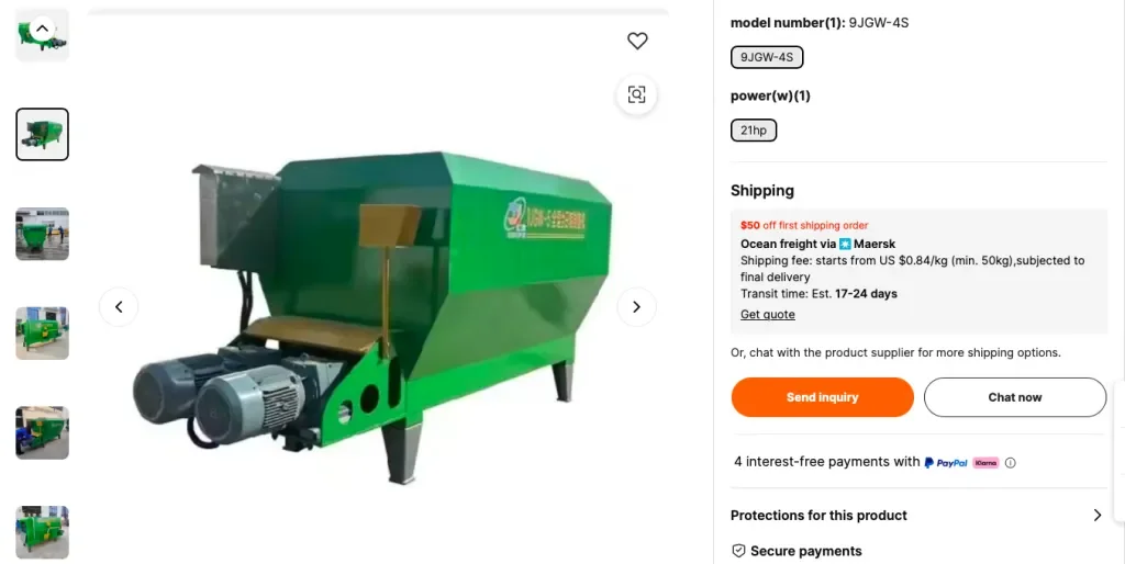 Horizontal paddle animal feed mixer, from Alibaba.com