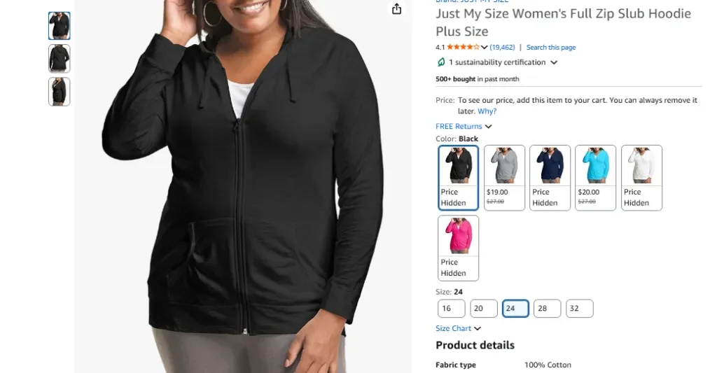 Женская толстовка с капюшоном на молнии Just My Size