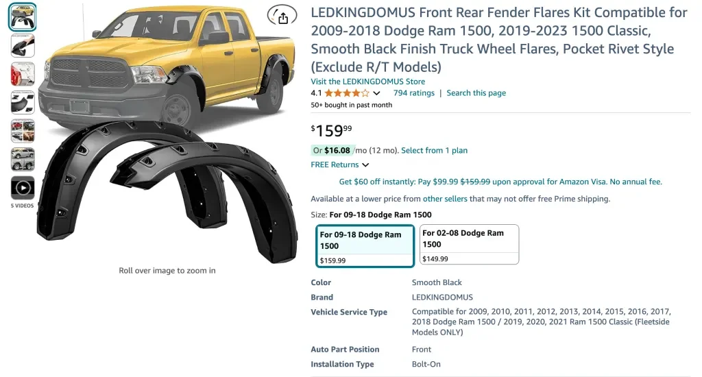 LEDKINGDOMUS フェンダーフレアキット