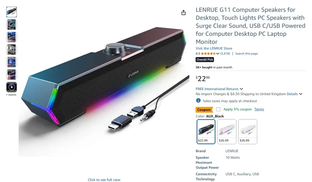 LENRUE G11 Computerlautsprecher für den Desktop