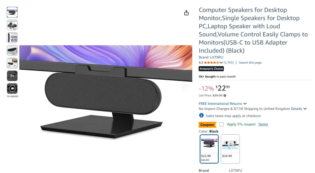 LXTNFU Computerlautsprecher für Desktop-Monitor