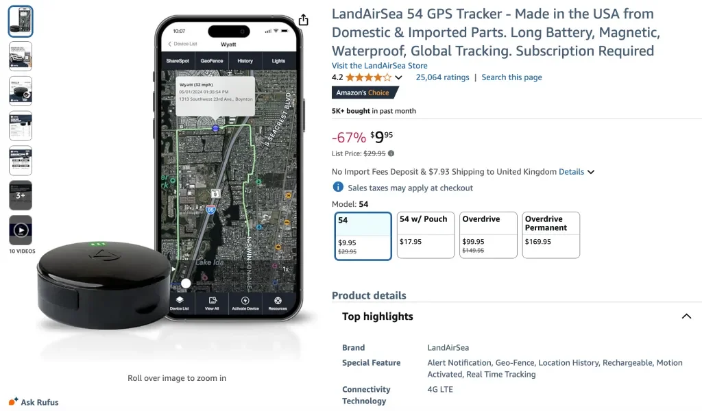 Rastreador GPS LandAirSea 54