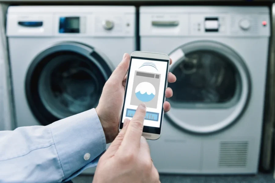 Mobile Phone with App Used to Control Washing Machines