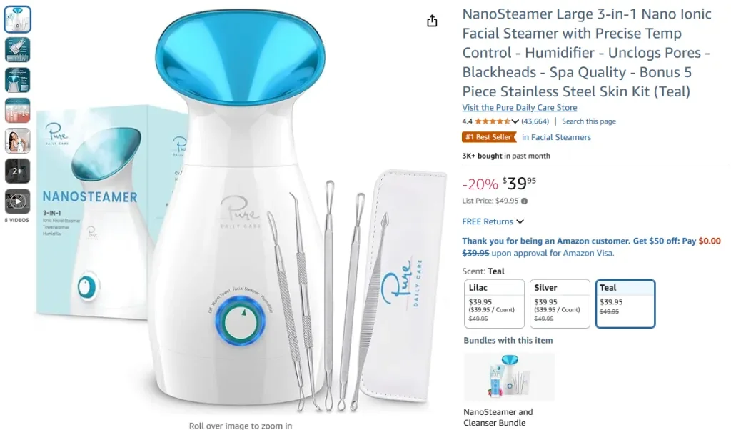 Vaporizador facial iónico nano grande 3 en 1 NanoSteamer