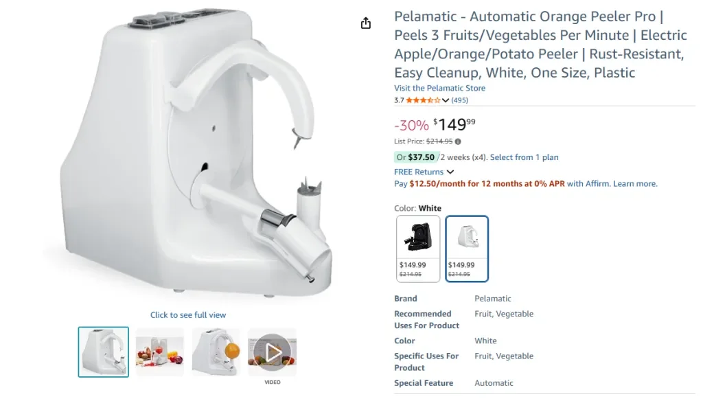 Pelamatic Automatic Orange Peeler Pro