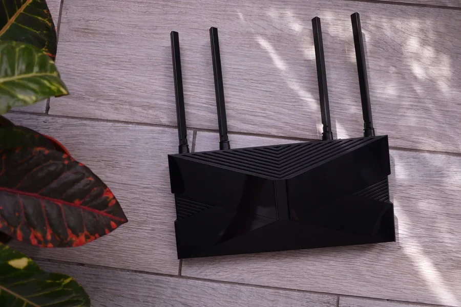 Picture of a black router on the floor