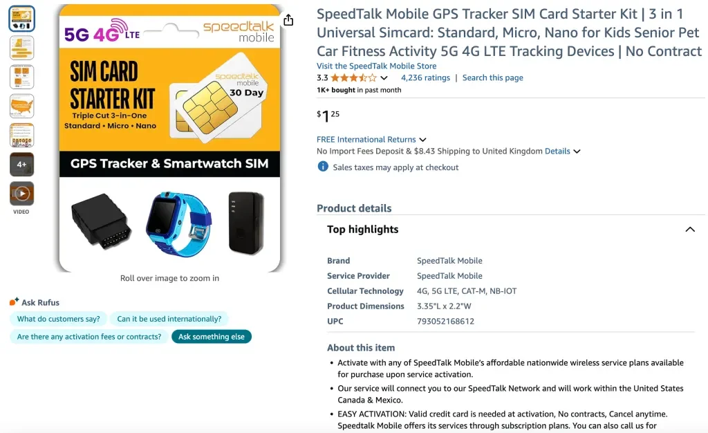 Kit de inicio con tarjeta SIM para el rastreador GPS móvil SpeedTalk