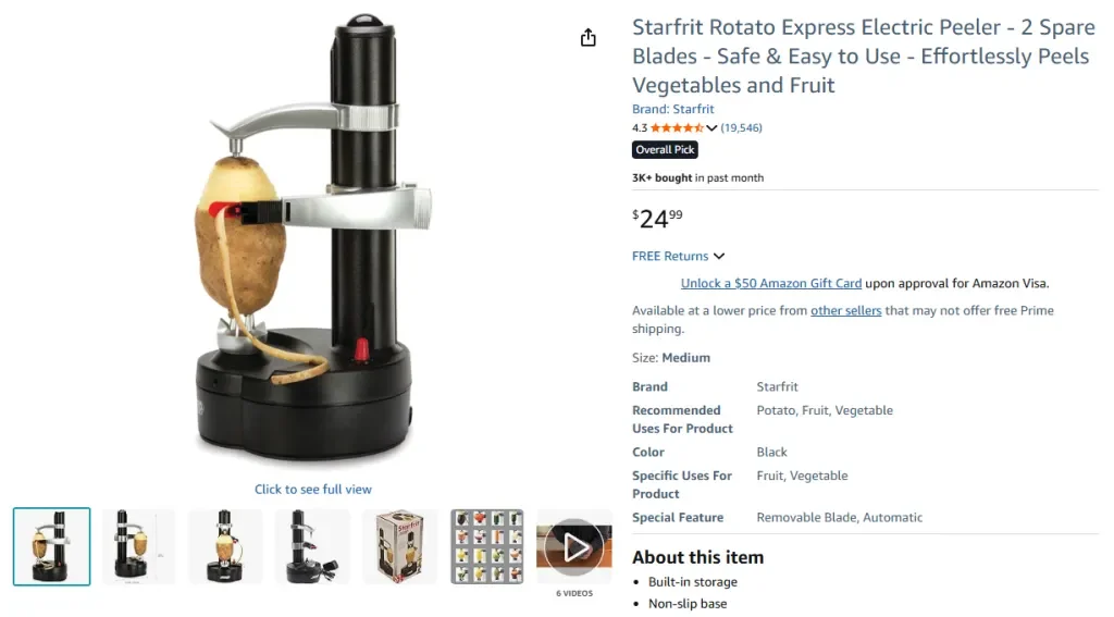 Starfrit Rotato Express Electric Peeler