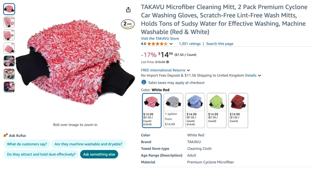 Перчатки для уборки TAKAVU из микрофибры, 2 шт. премиум-класса