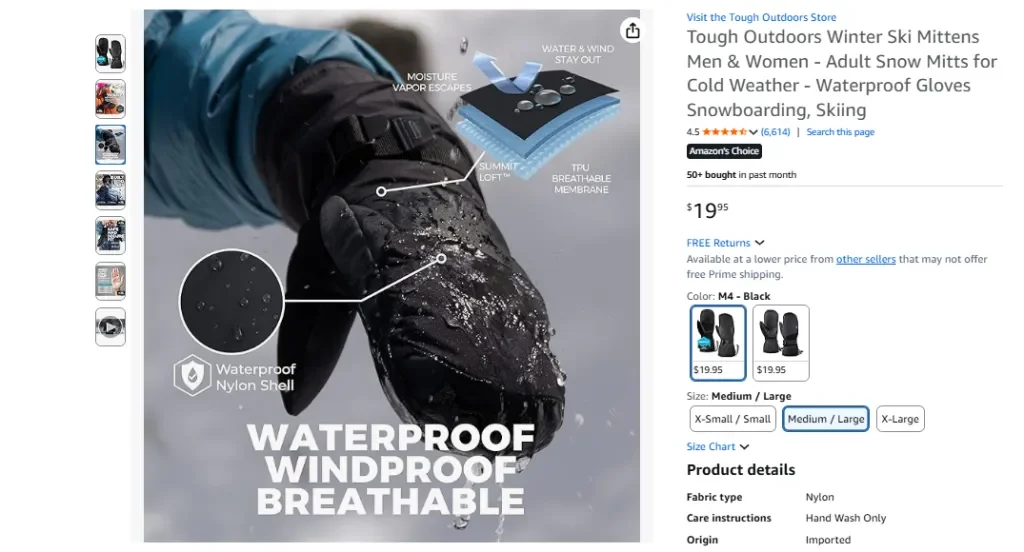 Guantes de esquí de invierno Tough Outdoors para hombres y mujeres