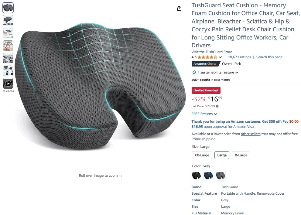 Coussin de siège TushGuard