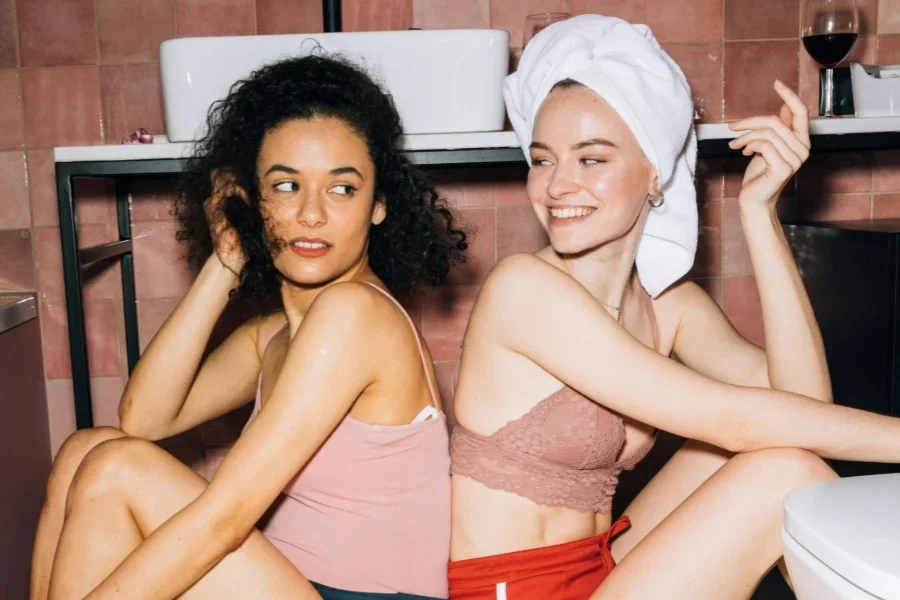 Two Girls Smiling and Having Fun