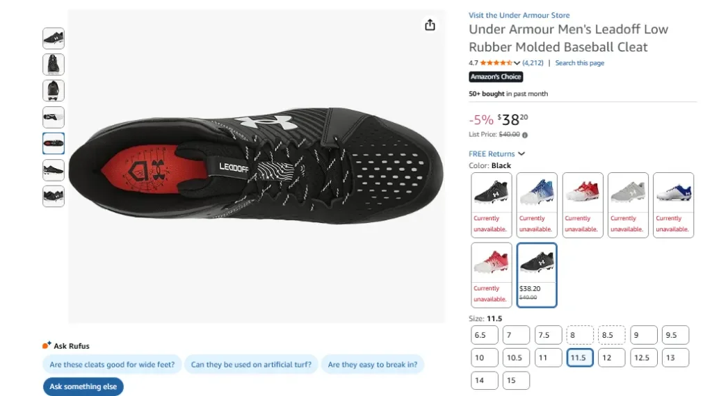 Бейсбольные бутсы Under Armour Men's Leadoff Mid 3.0