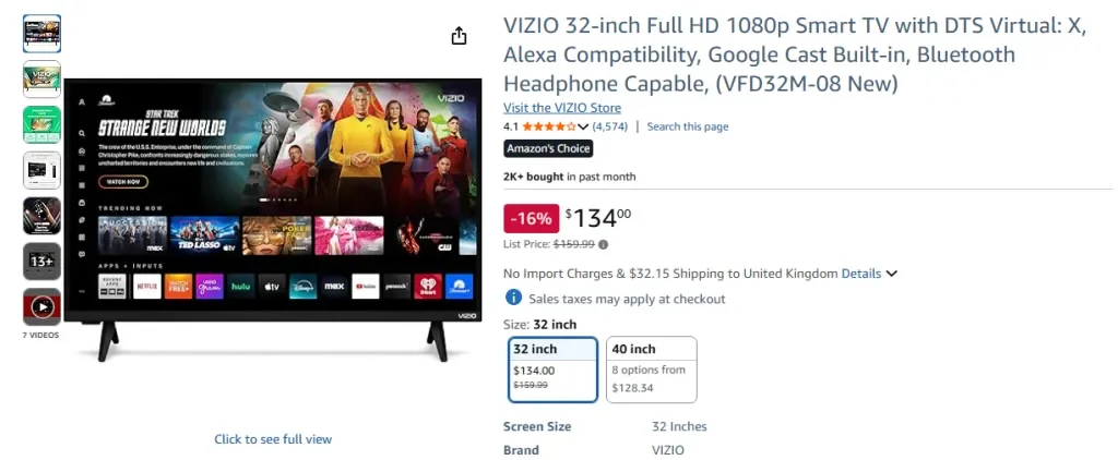 Televisor inteligente VIZIO Full HD 1080p de 32 pulgadas con DTS Virtual:X