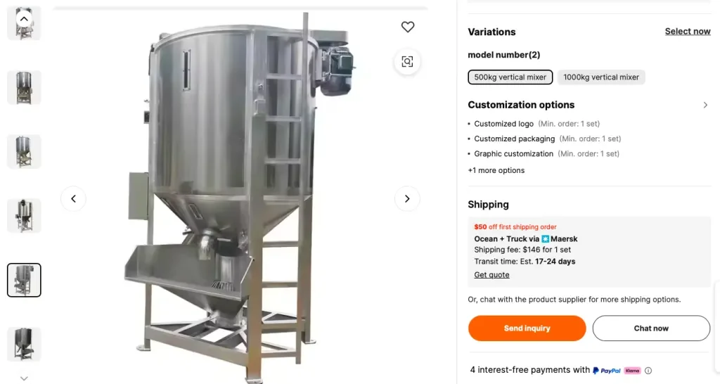 Vertical orbital screw animal feed mixer from Alibaba.com