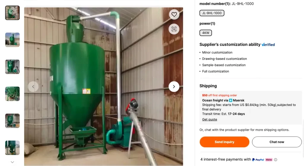 Vertical orbital screw animal feed mixer from the Alibaba.com products site