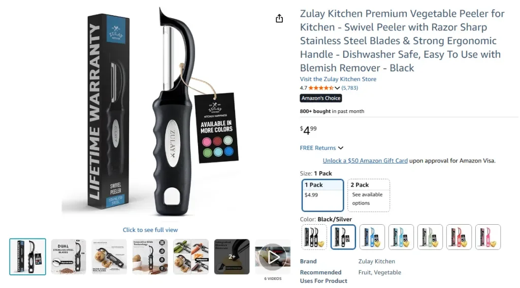 Zulay Kitchen Premium Vegetable Peeler