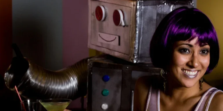 cabello negro y morado