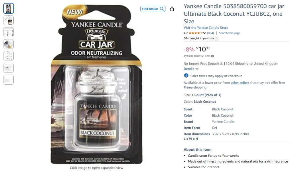 Скриншот Yankee Candle Car Jar Ultimate – Black Coconut