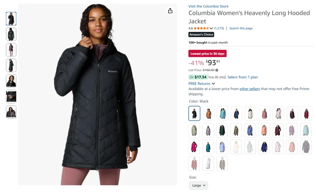 Columbia Heavenly Long Hooded Jacket für Damen