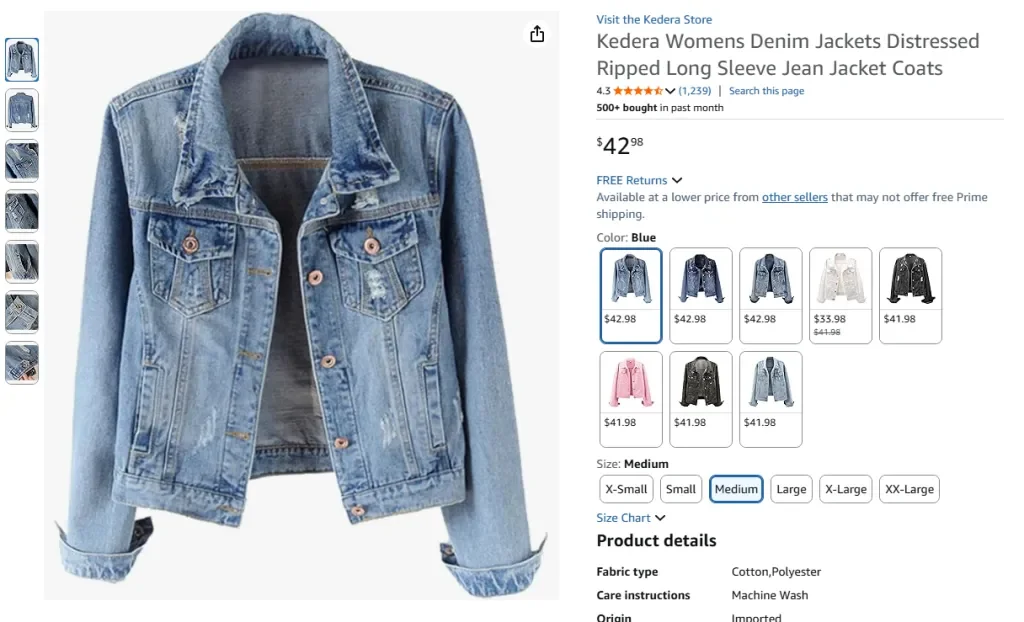 Kedera Damen Jeansjacke im Used-Look, zerrissen, langer Mantel