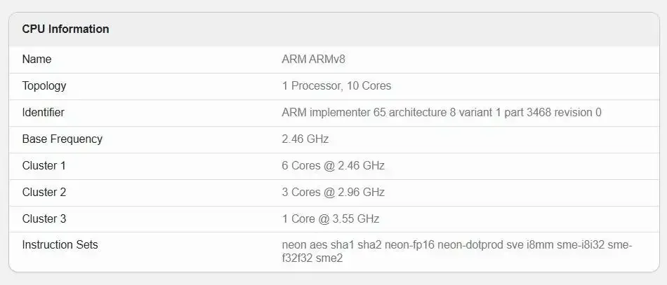 Exynos 2600 reduced CPU speed (Source: Geekbench)