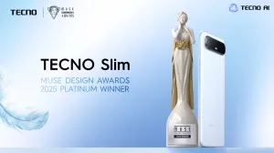 Imagen destacada de Tecno Slim: ganador del premio Platino en los Muse Design Awards por su revolucionario diseño ultradelgado.